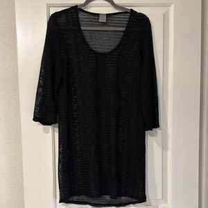 Black Mesh Swim Cover-Up Tunic